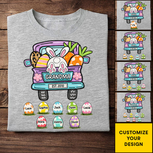 Grandma Est Truck With Easter Bunny Eggs And Carrots