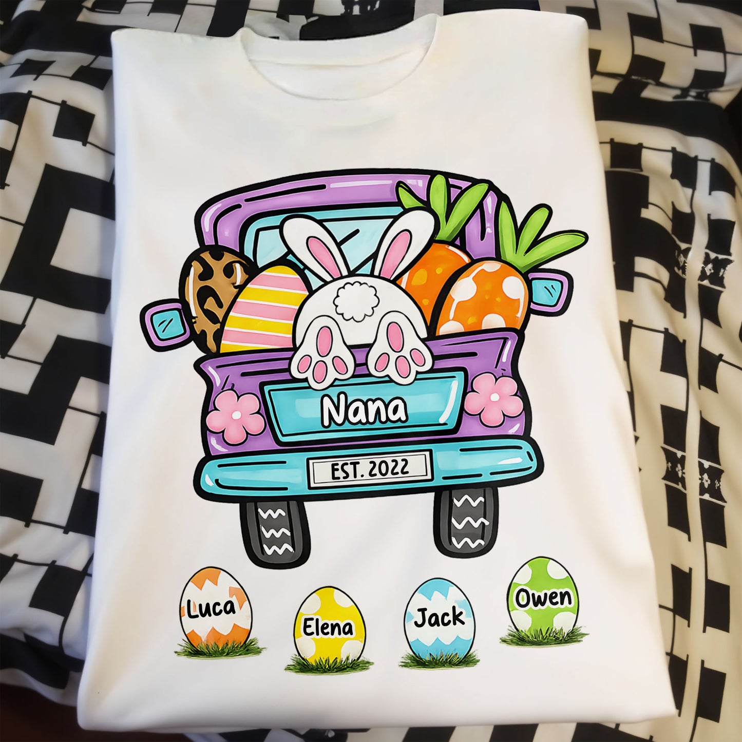 Grandma Est Truck With Easter Bunny Eggs And Carrots