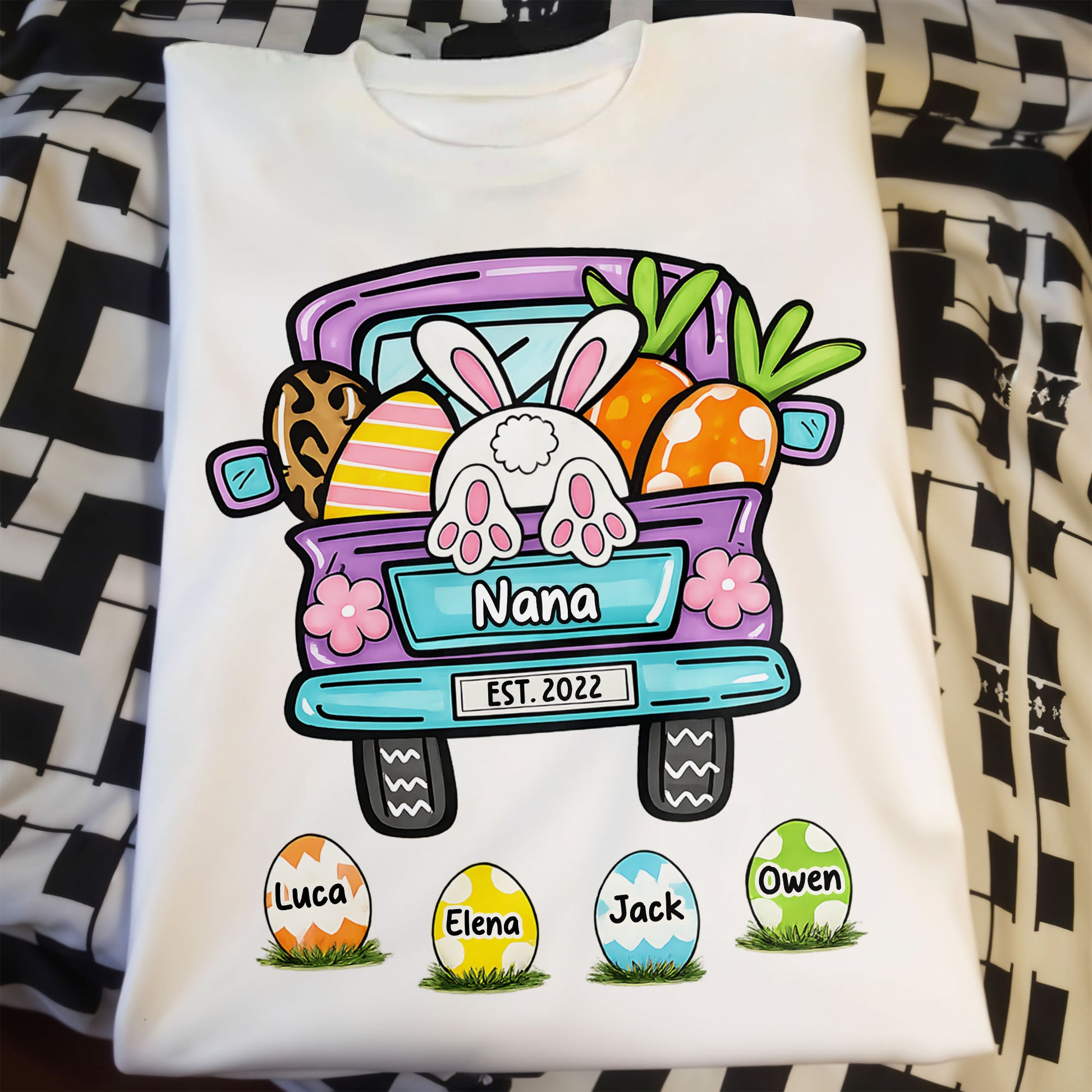 Grandma Est Truck With Easter Bunny Eggs And Carrots