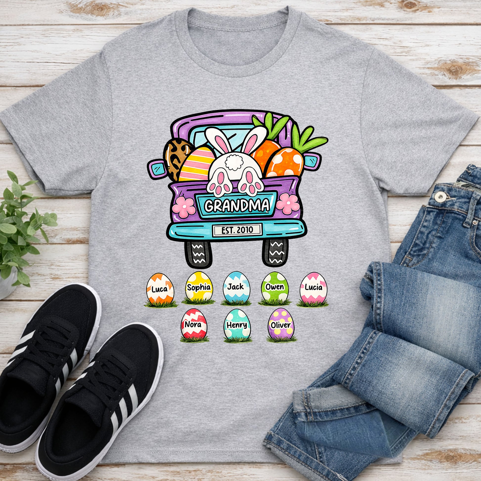 Grandma Est Truck With Easter Bunny Eggs And Carrots