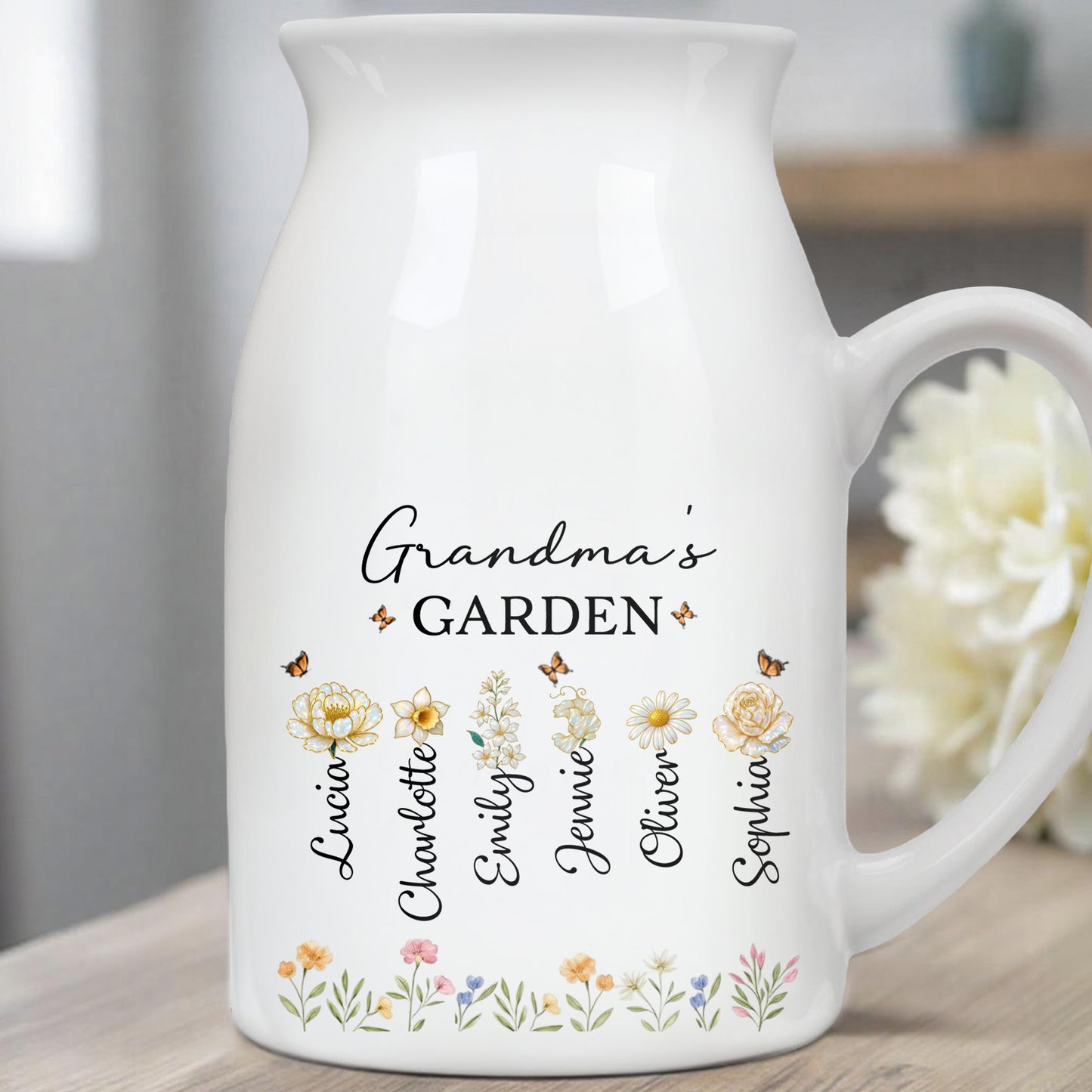 Grandma's Garden With Flowers And Bees