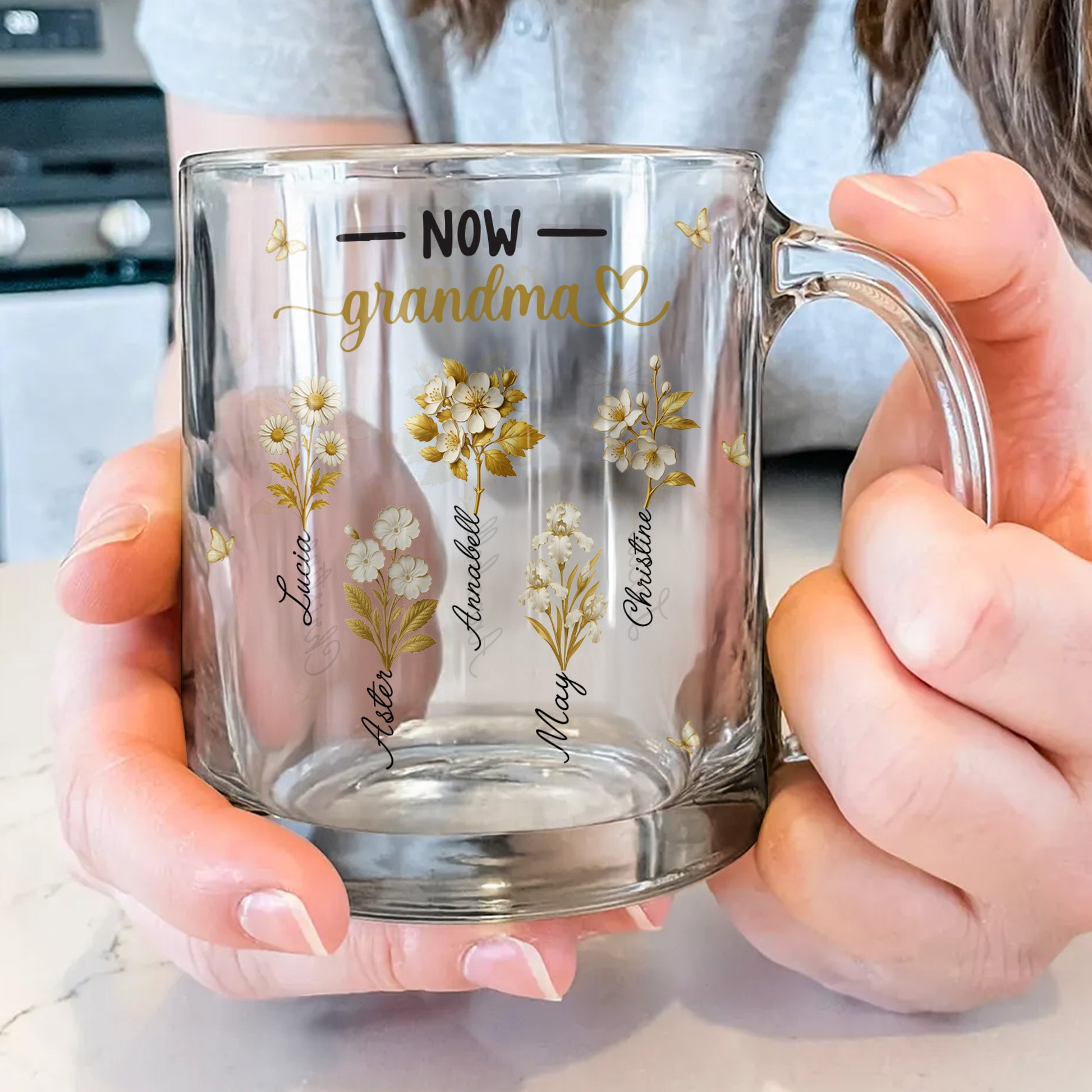 First Mom Now Grandma With Flowers and Butterflies