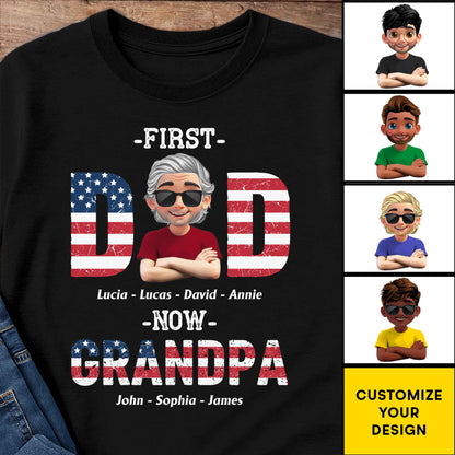 First Dad Now Grandpa Patriotic Design