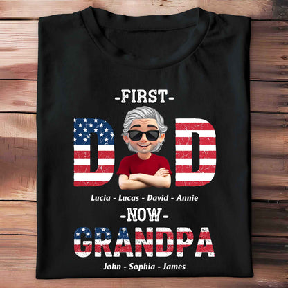 First Dad Now Grandpa Patriotic Design