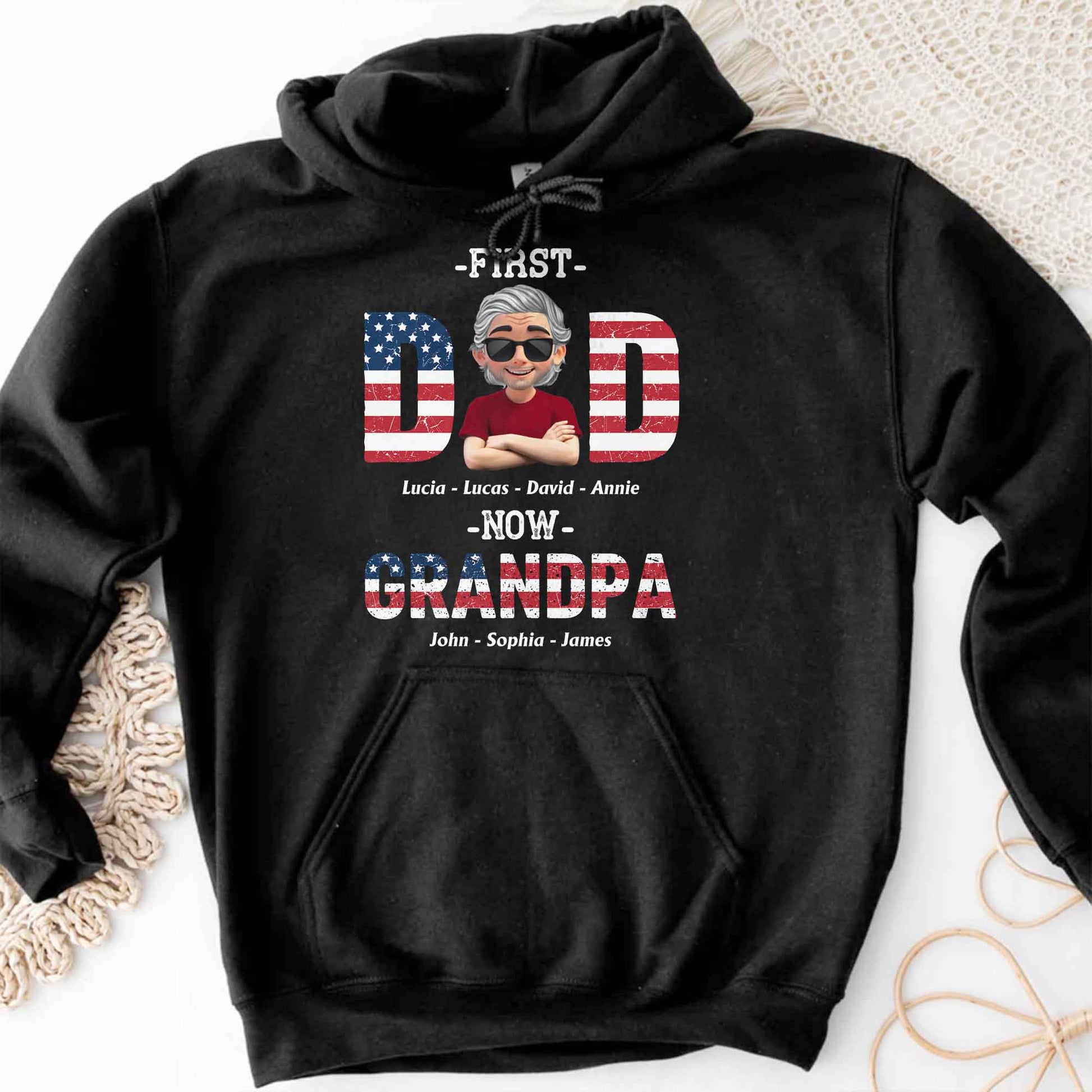 First Dad Now Grandpa Patriotic Design