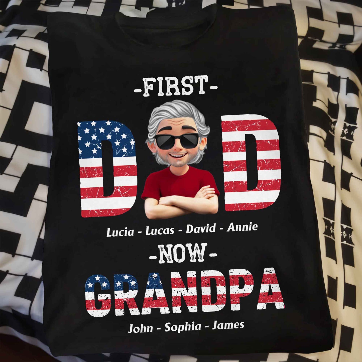 First Dad Now Grandpa Patriotic Design