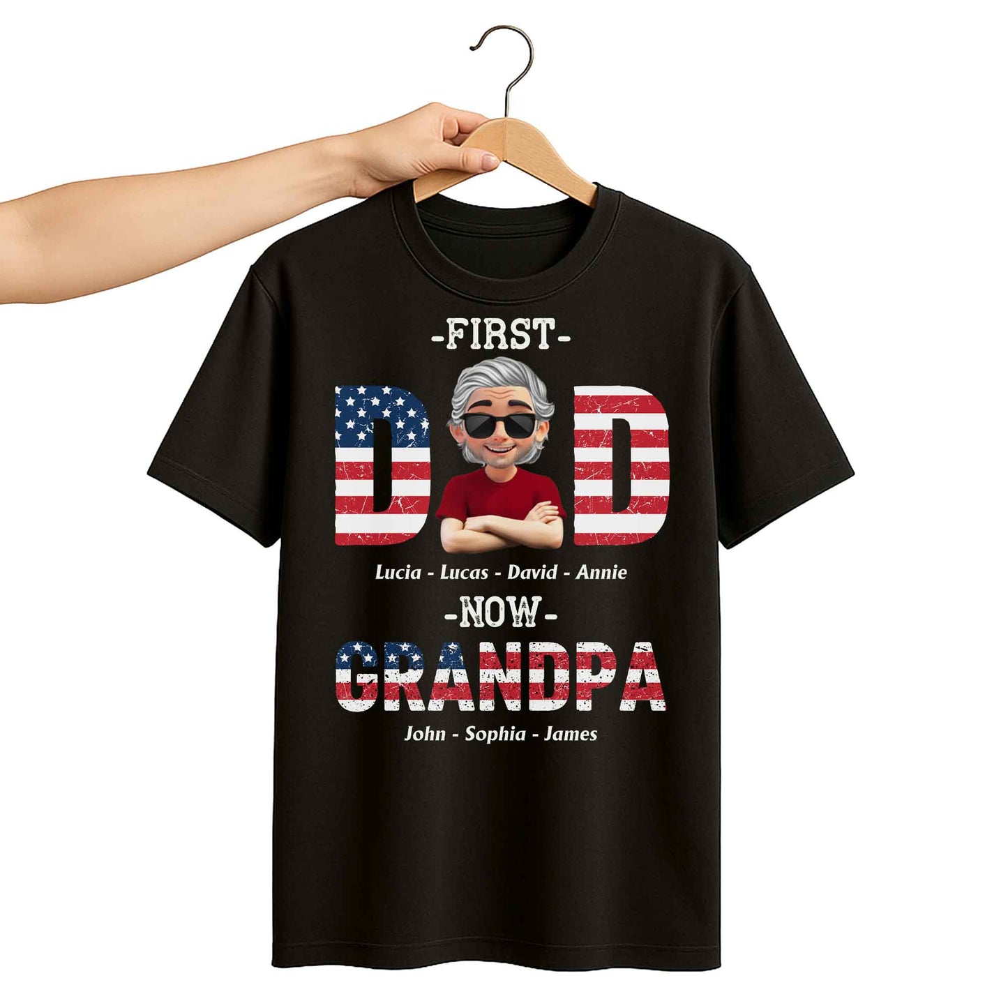 First Dad Now Grandpa Patriotic Design