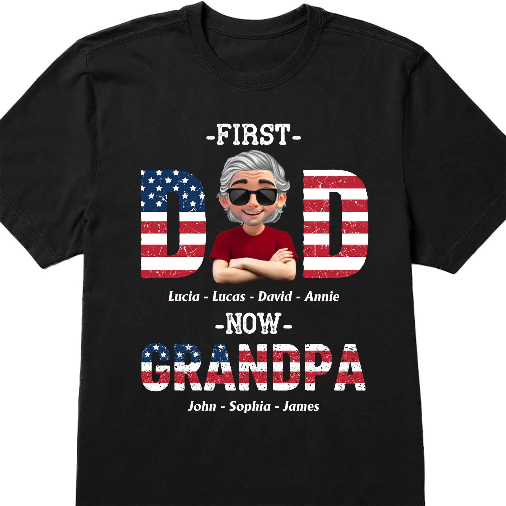 First Dad Now Grandpa Patriotic Design