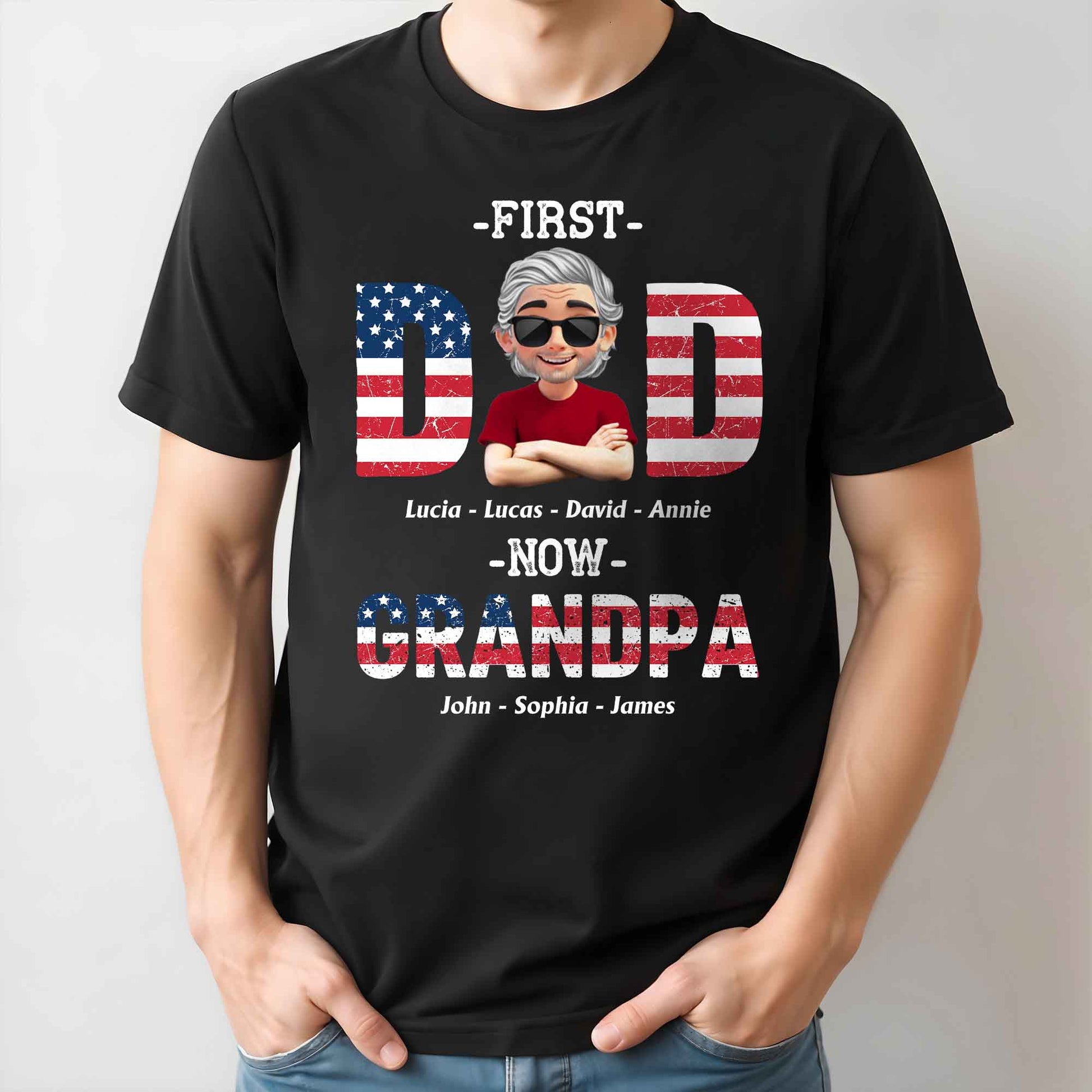 First Dad Now Grandpa Patriotic Design
