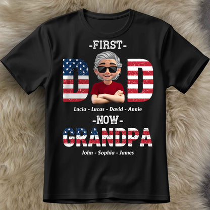 First Dad Now Grandpa Patriotic Design