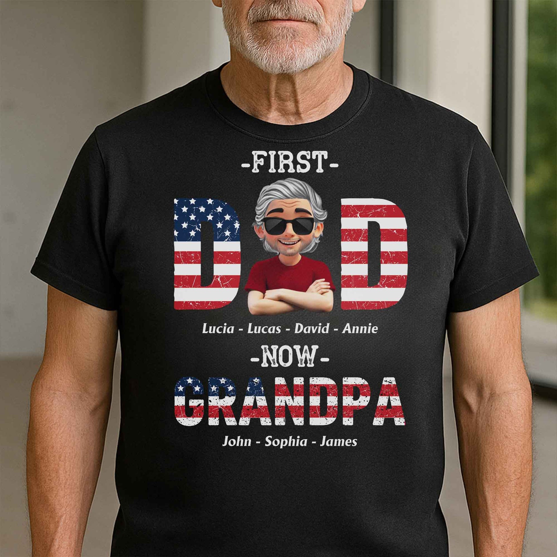 First Dad Now Grandpa Patriotic Design