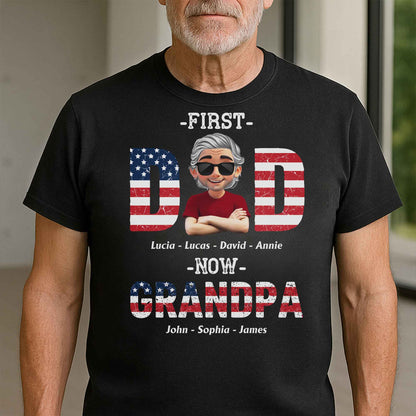 First Dad Now Grandpa Patriotic Design