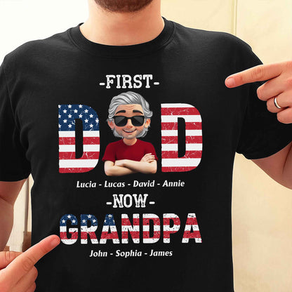 First Dad Now Grandpa Patriotic Design