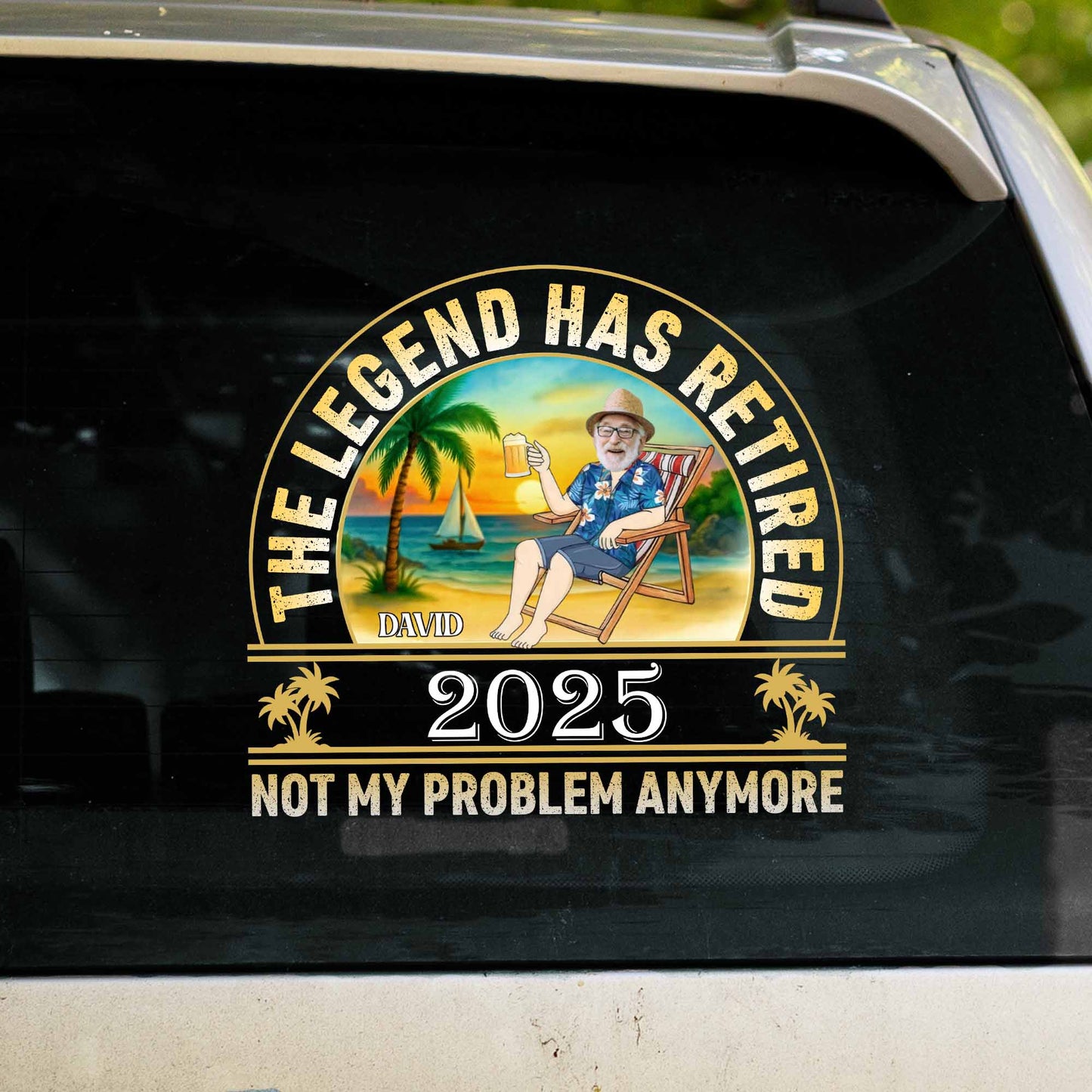 The Legend Has Retired, Beach And Palm Trees Design