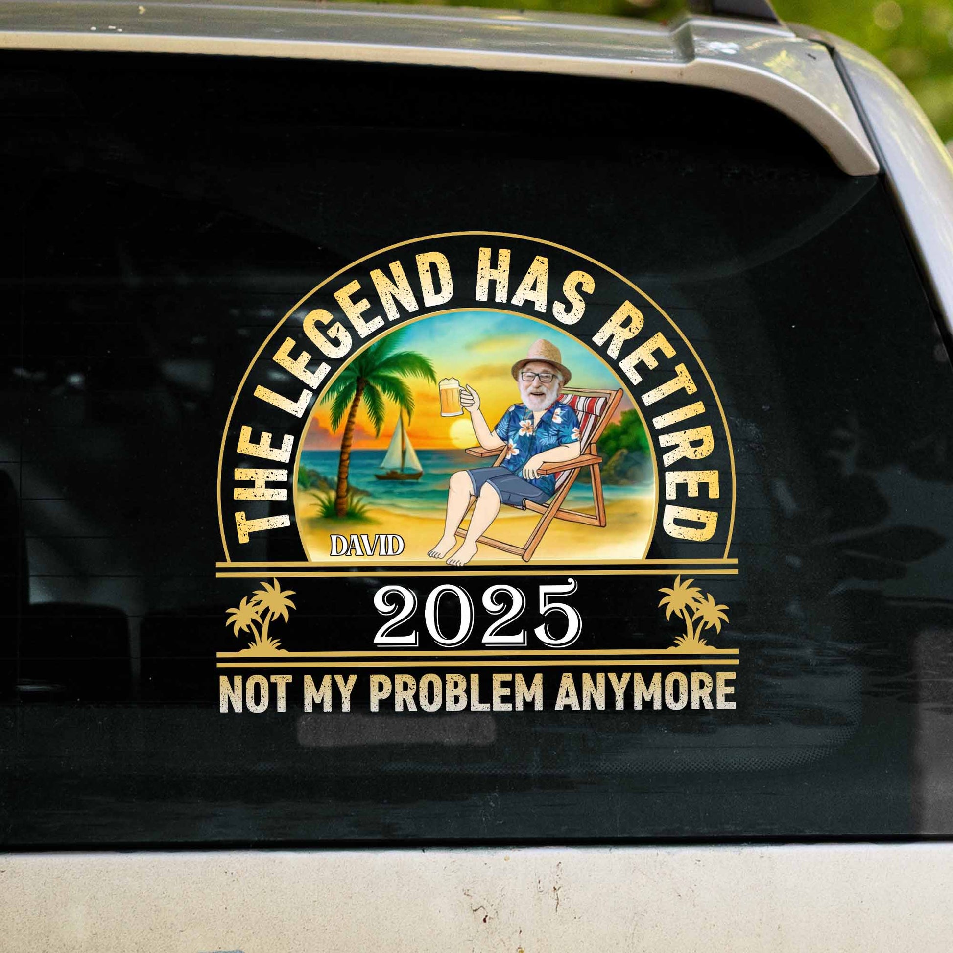 The Legend Has Retired, Beach And Palm Trees Design