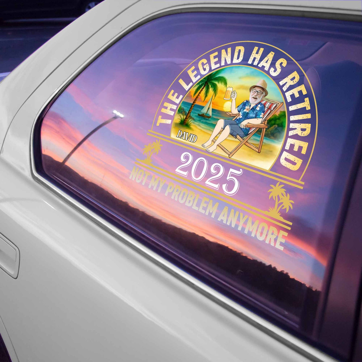 The Legend Has Retired, Beach And Palm Trees Design