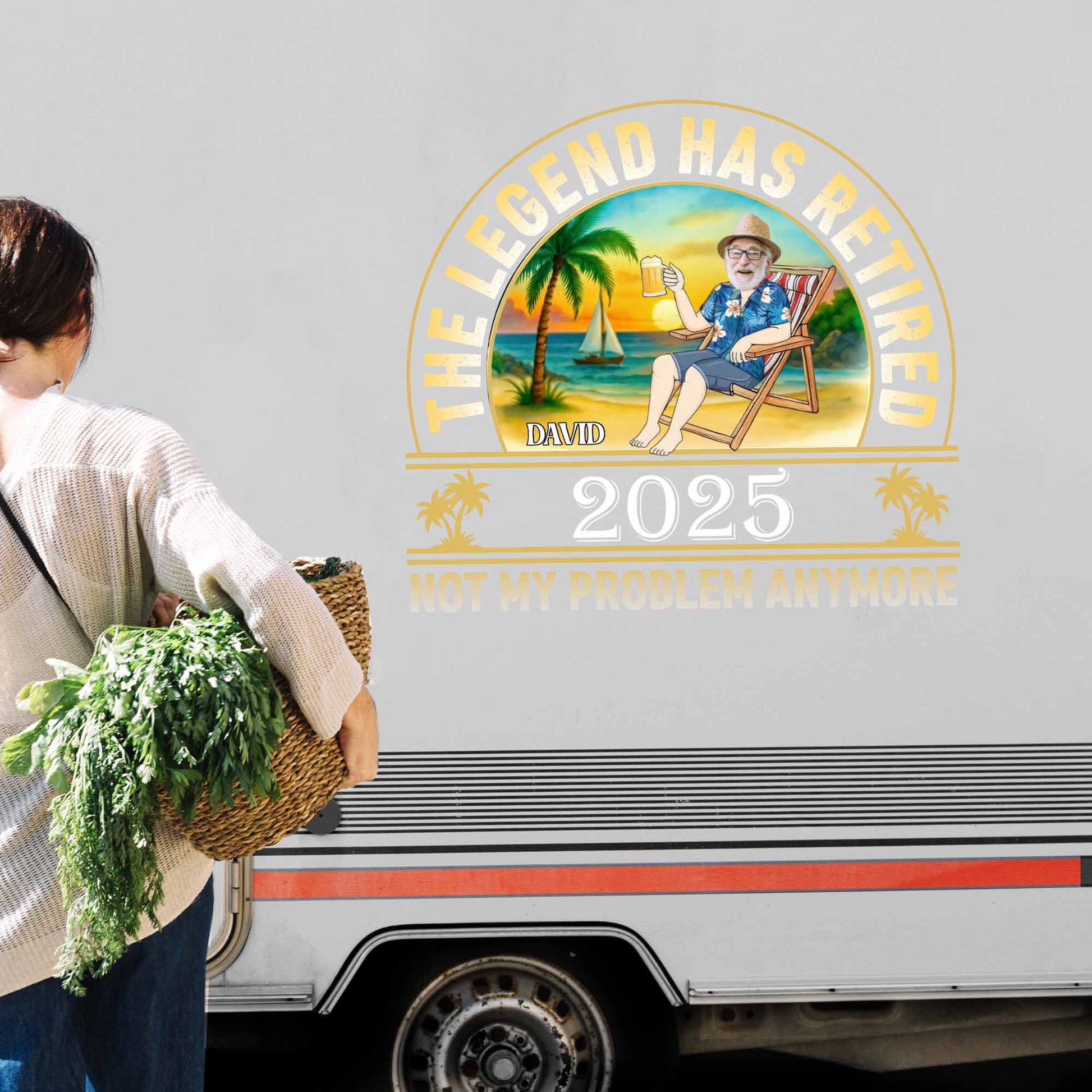 The Legend Has Retired, Beach And Palm Trees Design