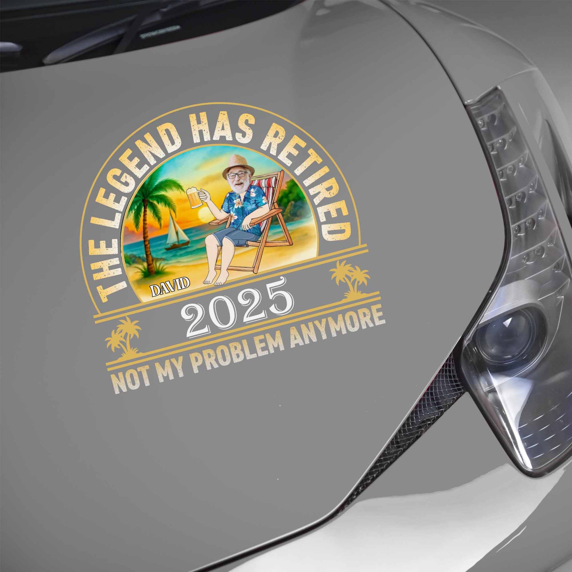 The Legend Has Retired, Beach And Palm Trees Design