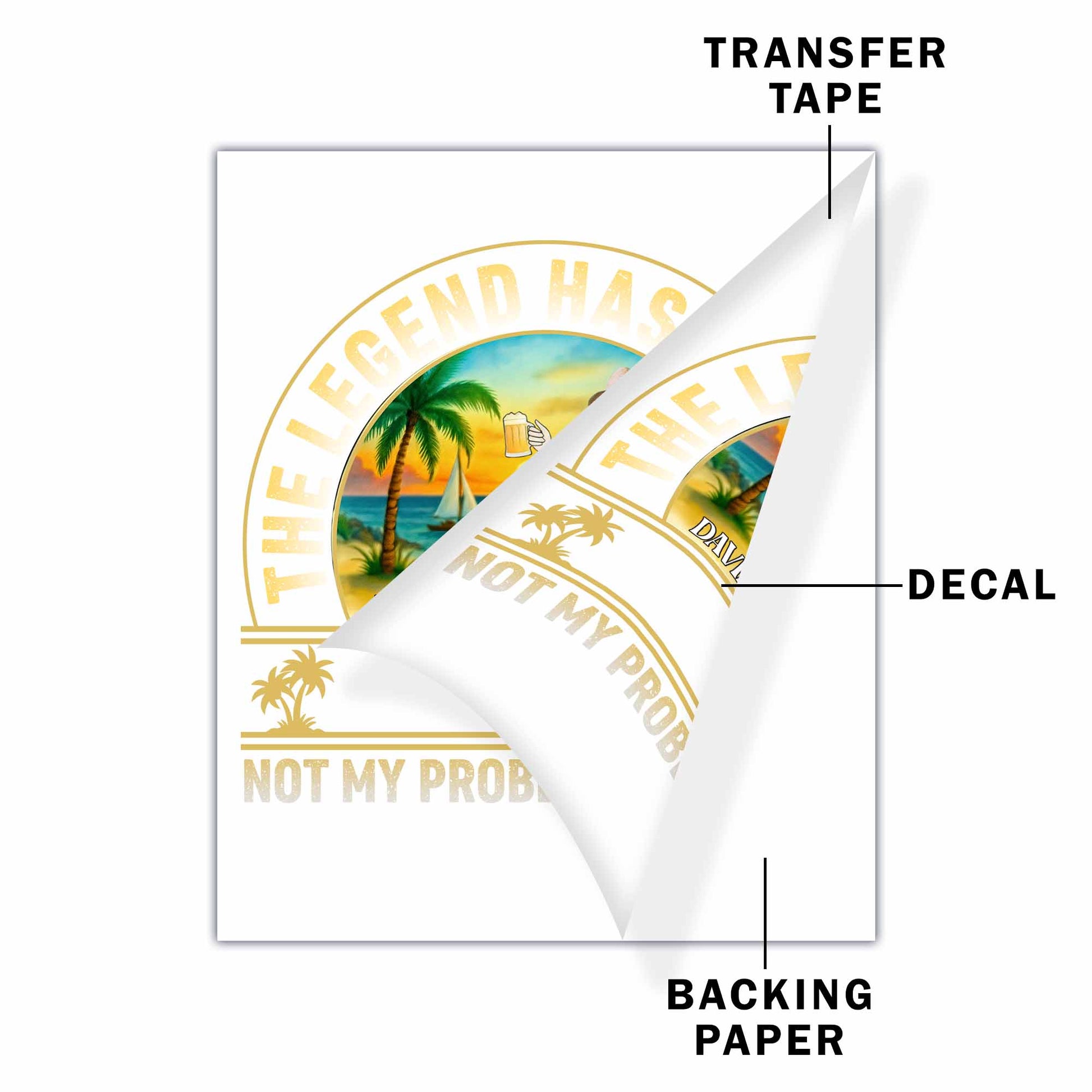 The Legend Has Retired, Beach And Palm Trees Design