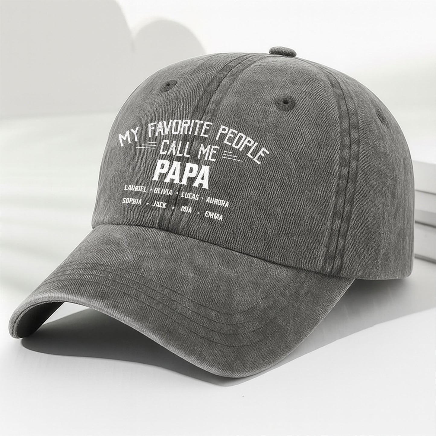 My Favorite People Call Me Papa Cap - Personalized Custom Washed Denim Cap - GRP044_WDCAP