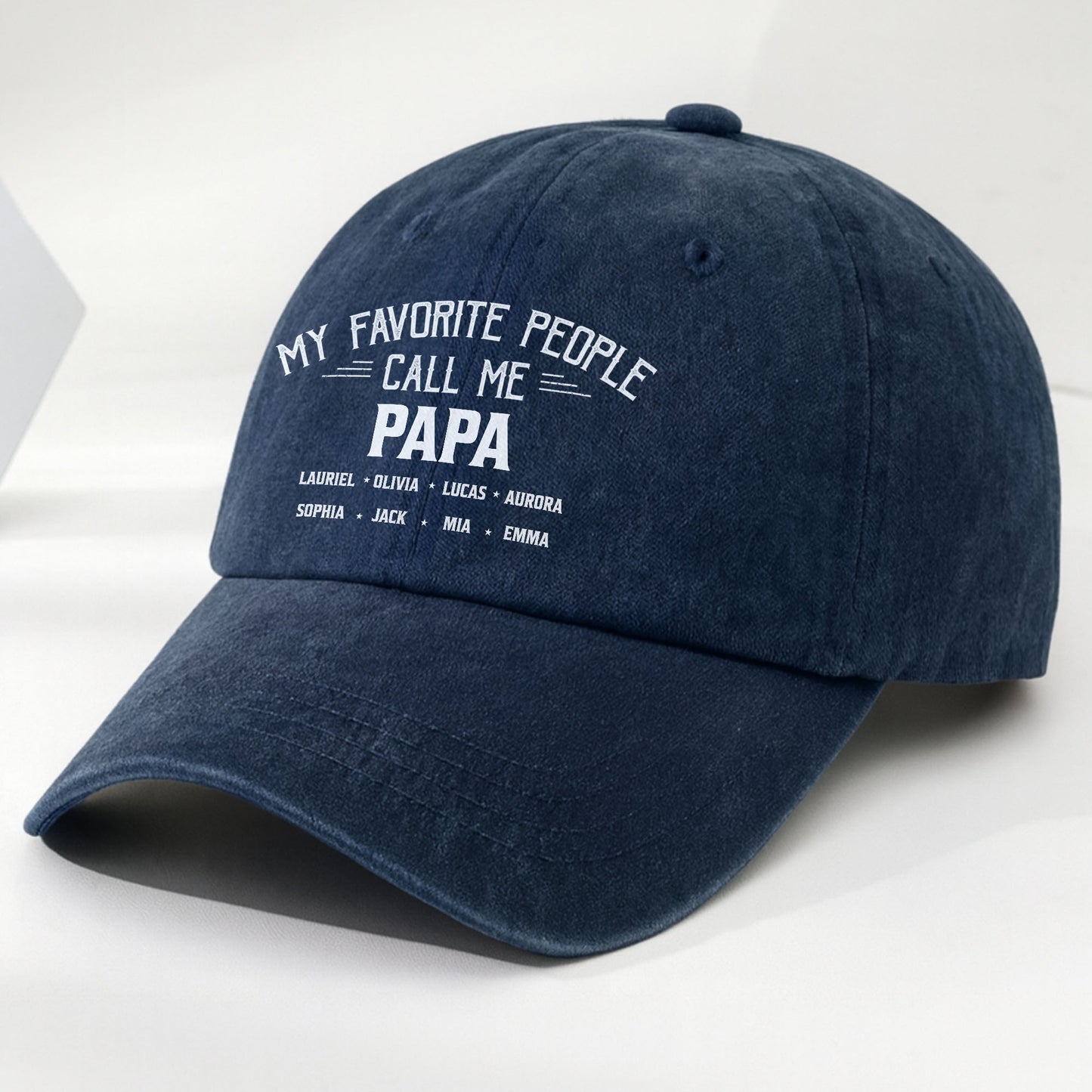 My Favorite People Call Me Papa Cap - Personalized Custom Washed Denim Cap - GRP044_WDCAP