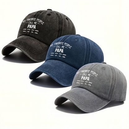 My Favorite People Call Me Papa Cap - Personalized Custom Washed Denim Cap - GRP044_WDCAP