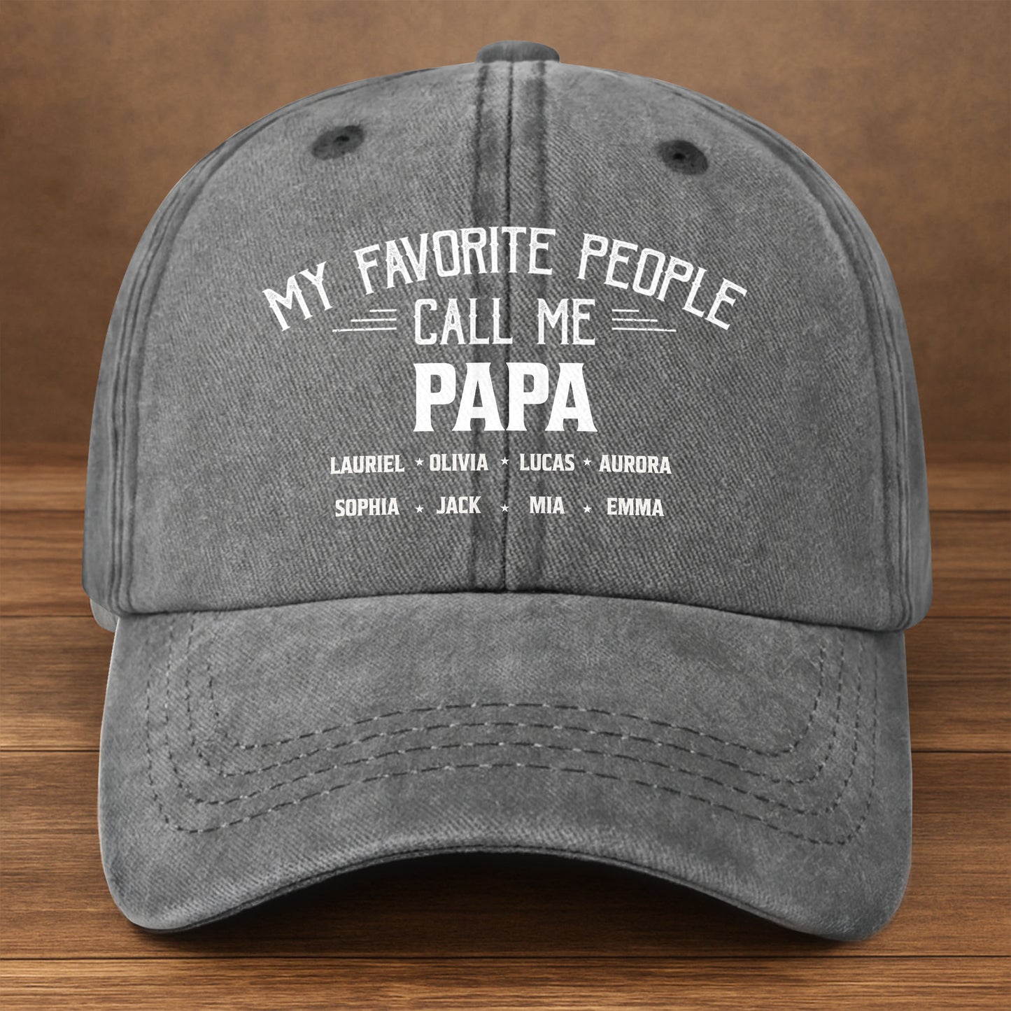 My Favorite People Call Me Papa Cap - Personalized Custom Washed Denim Cap - GRP044_WDCAP