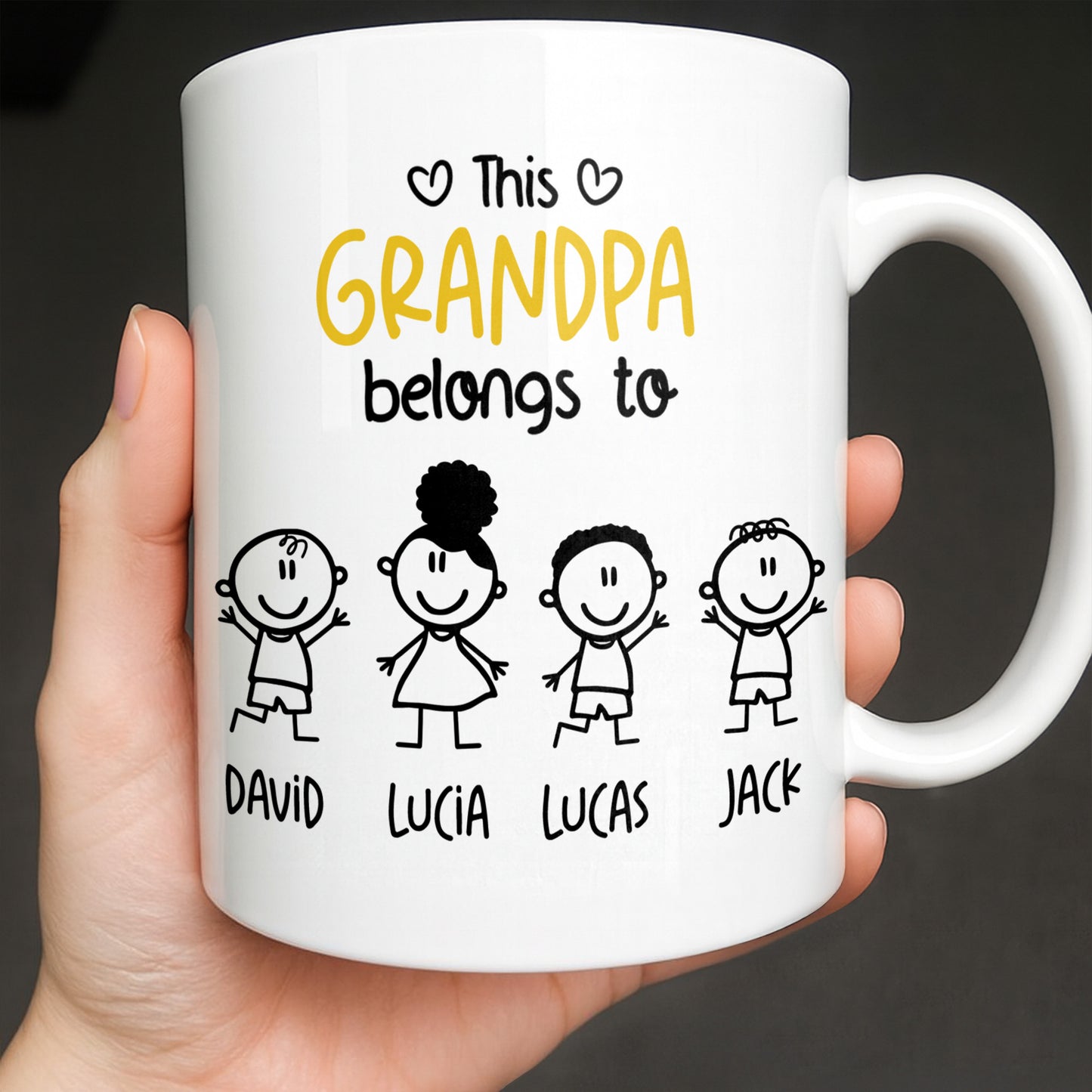 This Grandpa Belongs To Stick Figures Heart