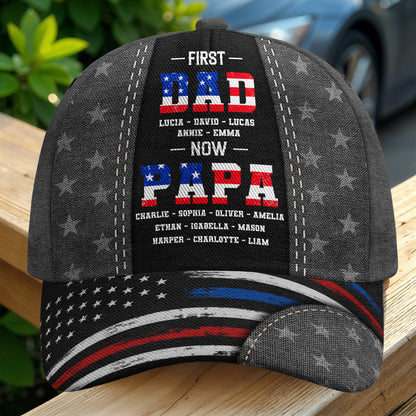 First Dad Now Papa With Stars And Stripes Design