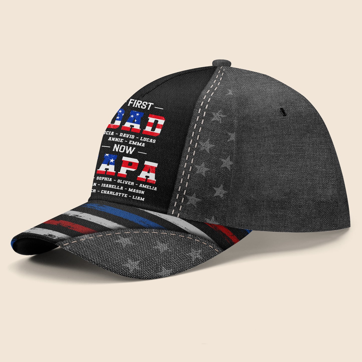 First Dad Now Papa With Stars And Stripes Design - Personalized Classic Cap - GRP047_CCAP