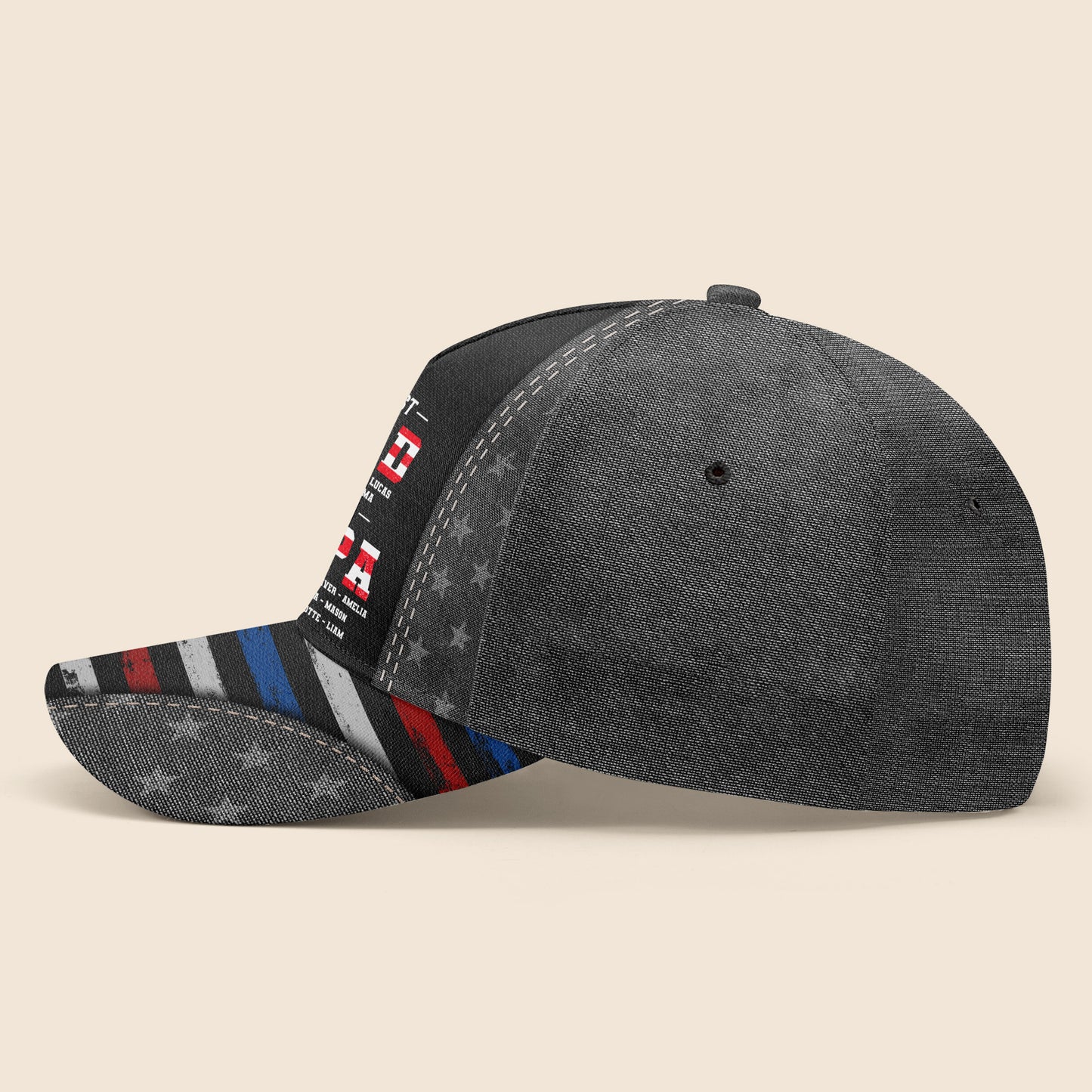 First Dad Now Papa With Stars And Stripes Design - Personalized Classic Cap - GRP047_CCAP