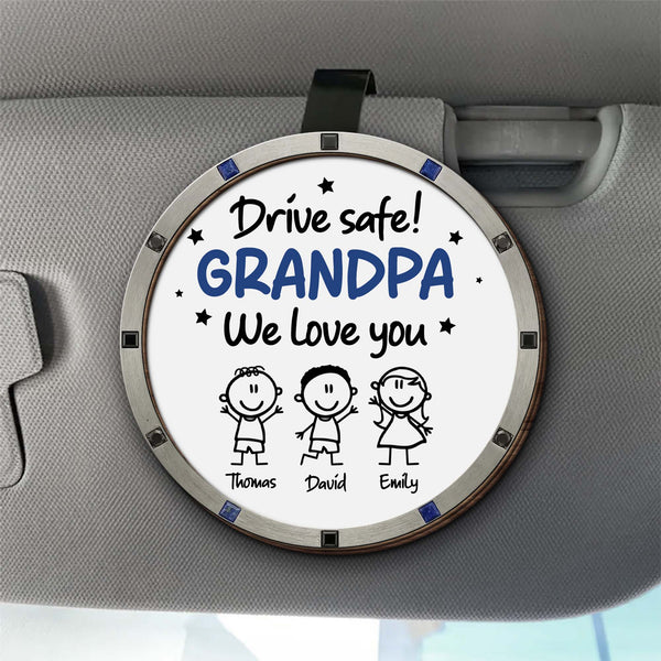 Drive Safe We Love You, Cartoon Figures And Stars - Personalized Custom Shaped Car Visor Clip - GRP049_VIS