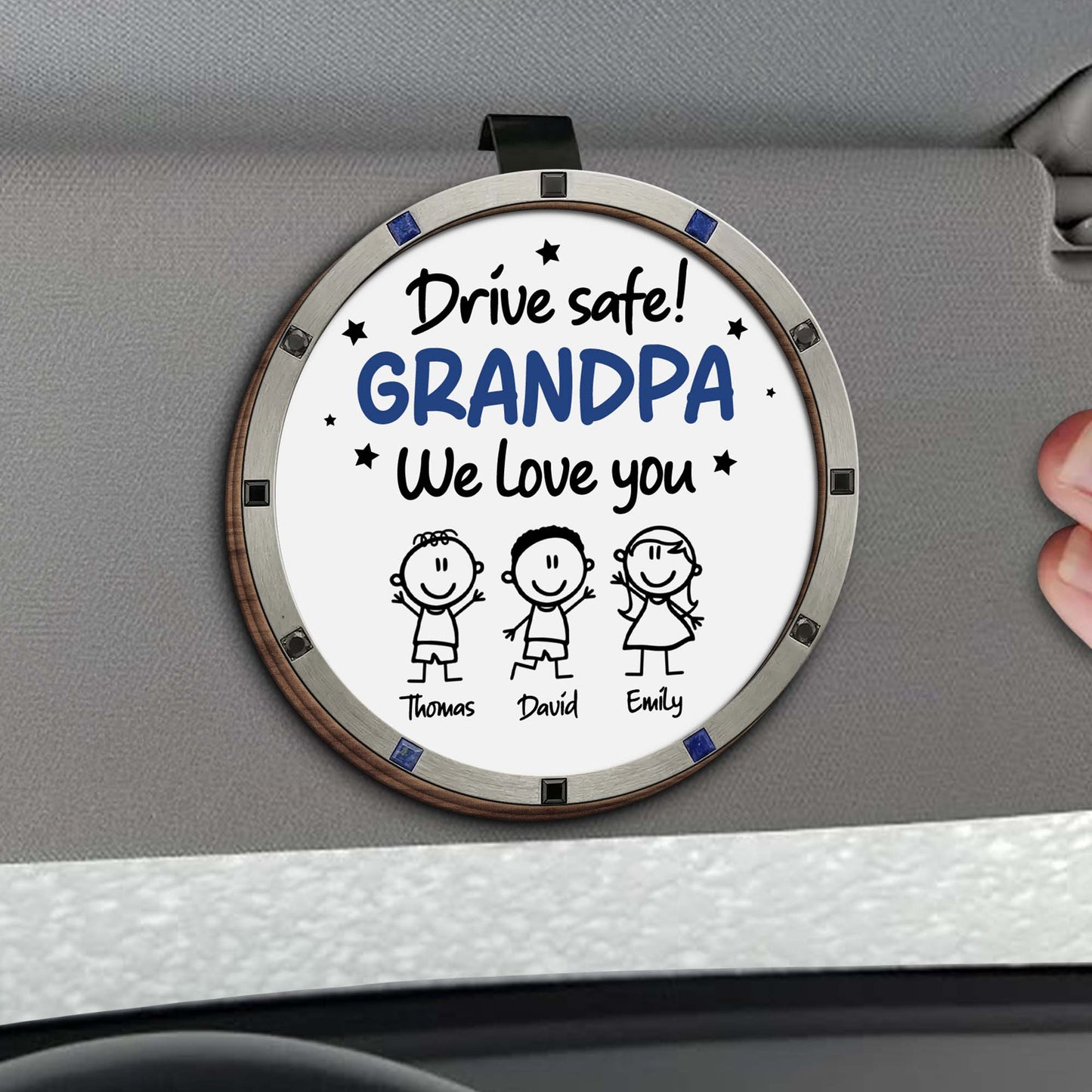 Drive Safe We Love You, Cartoon Figures And Stars - Personalized Custom Shaped Car Visor Clip - GRP049_VIS
