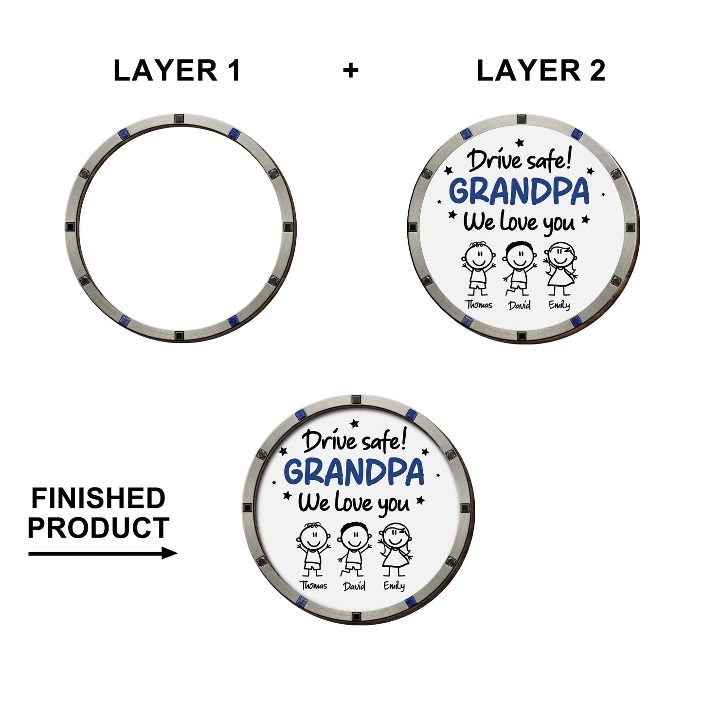 Drive Safe We Love You, Cartoon Figures And Stars - Personalized Custom Shaped Car Visor Clip - GRP049_VIS