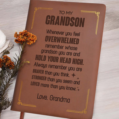 Motivational Quotes Leather Journal For Grandson