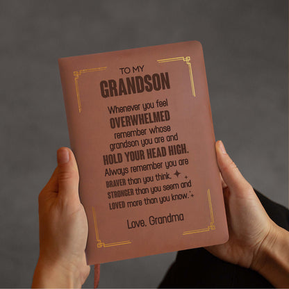 Motivational Quotes Leather Journal For Grandson