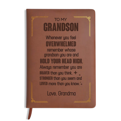 Motivational Quotes Leather Journal For Grandson