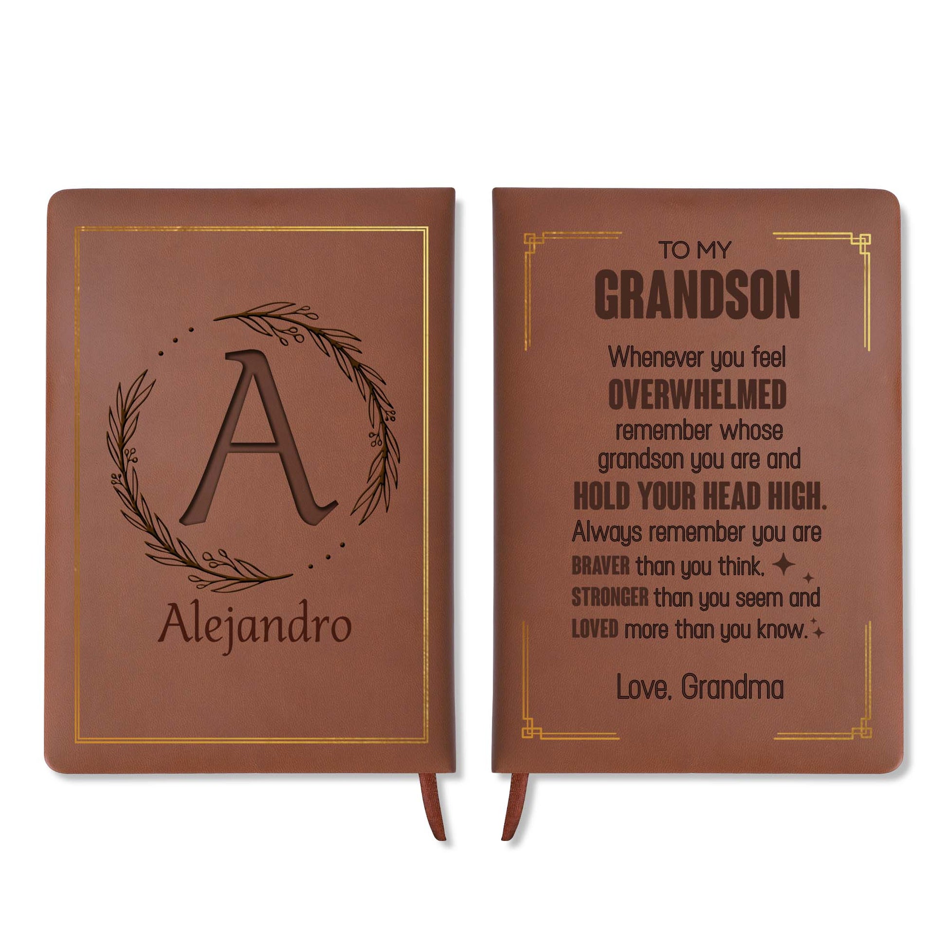 Motivational Quotes Leather Journal For Grandson