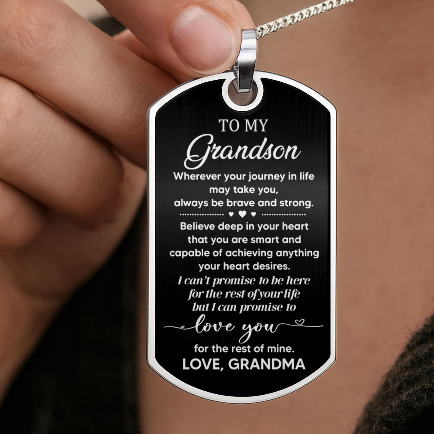 Où que votre voyage dans la vie vous mène, soyez toujours courageux et fort, Dog Tag - Collier Dog Tag personnalisé - GSN005_DTNECK