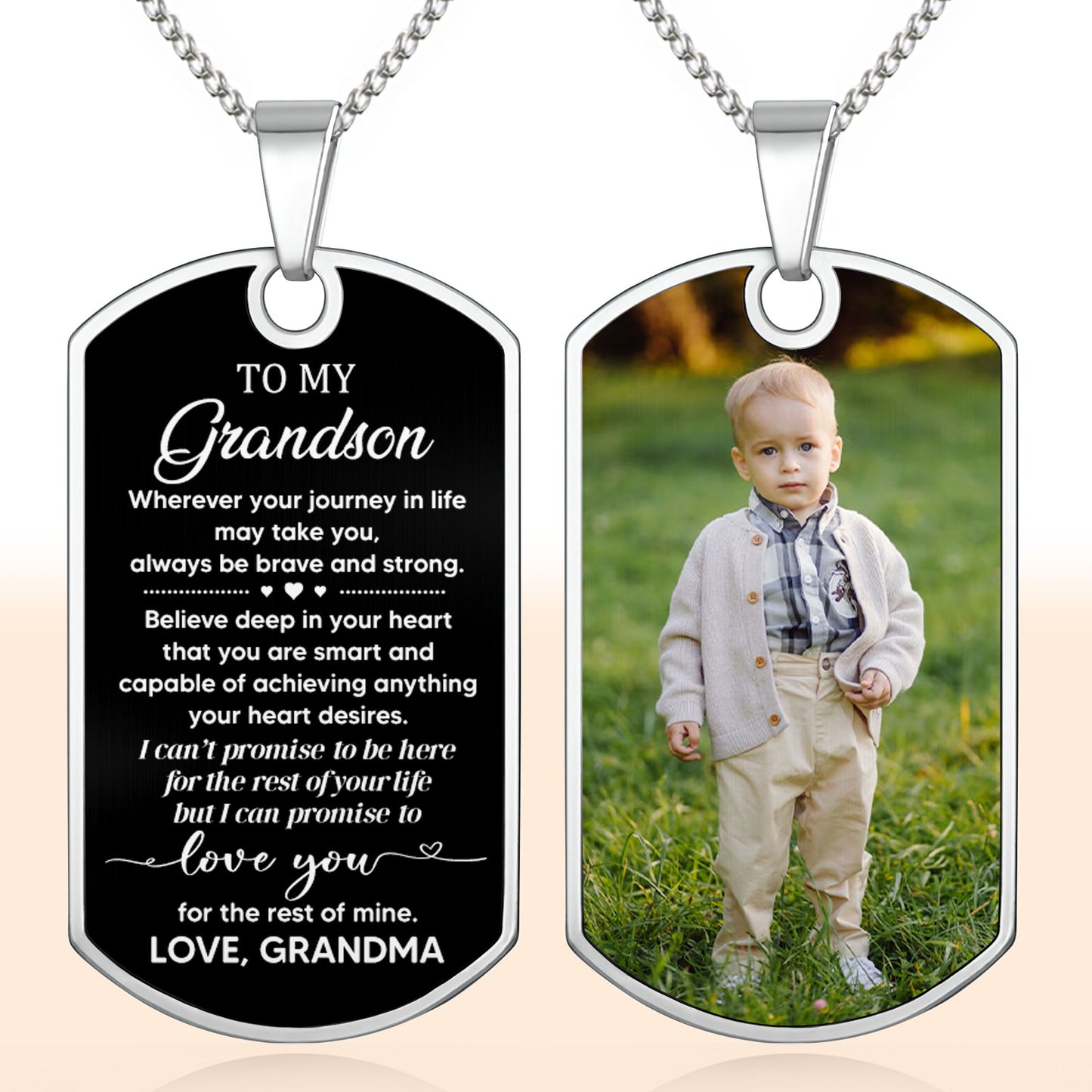 Où que votre voyage dans la vie vous mène, soyez toujours courageux et fort, Dog Tag - Collier Dog Tag personnalisé - GSN005_DTNECK