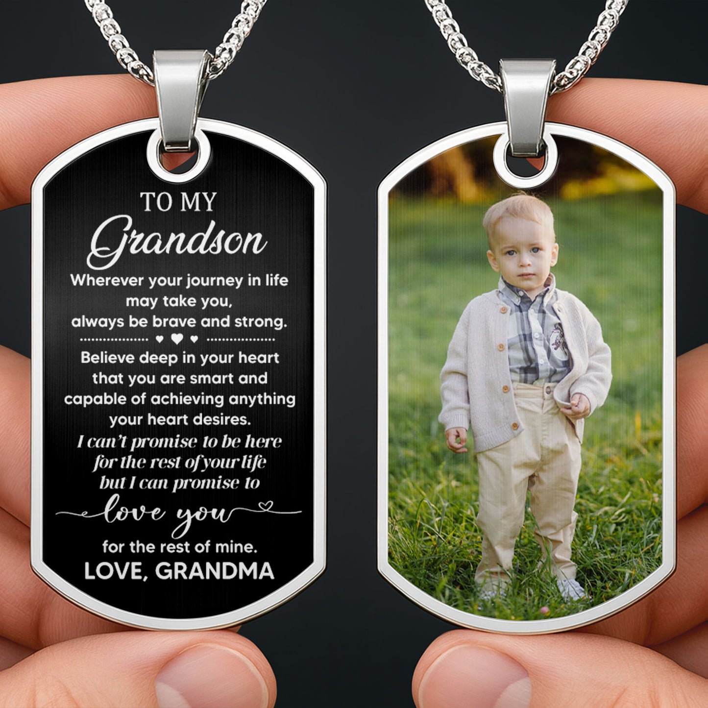 Où que votre voyage dans la vie vous mène, soyez toujours courageux et fort, Dog Tag - Collier Dog Tag personnalisé - GSN005_DTNECK