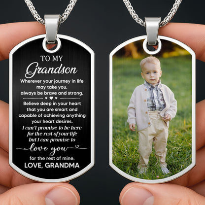 Où que votre voyage dans la vie vous mène, soyez toujours courageux et fort, Dog Tag - Collier Dog Tag personnalisé - GSN005_DTNECK