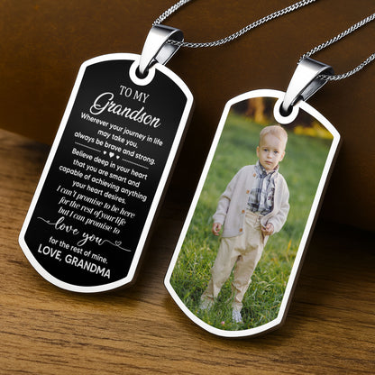 Où que votre voyage dans la vie vous mène, soyez toujours courageux et fort, Dog Tag - Collier Dog Tag personnalisé - GSN005_DTNECK