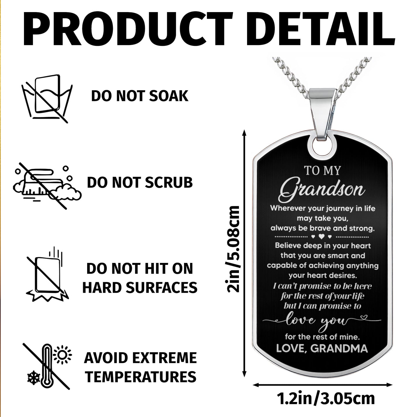 Où que votre voyage dans la vie vous mène, soyez toujours courageux et fort, Dog Tag - Collier Dog Tag personnalisé - GSN005_DTNECK