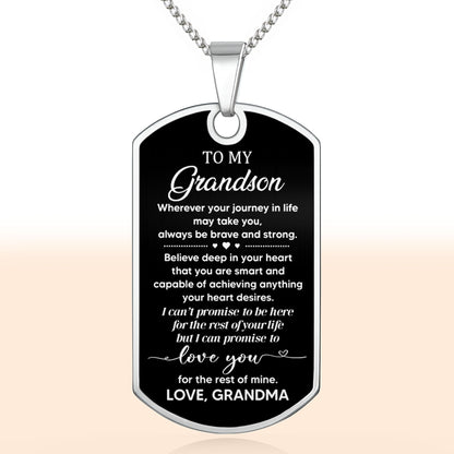 Où que votre voyage dans la vie vous mène, soyez toujours courageux et fort, Dog Tag - Collier Dog Tag personnalisé - GSN005_DTNECK