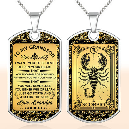 To My Grandson, Believe In Yourself, Floral Necklace