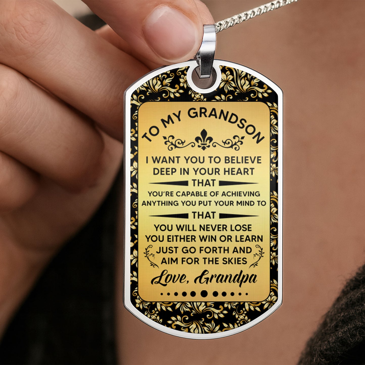 To My Grandson, Believe In Yourself, Floral Necklace