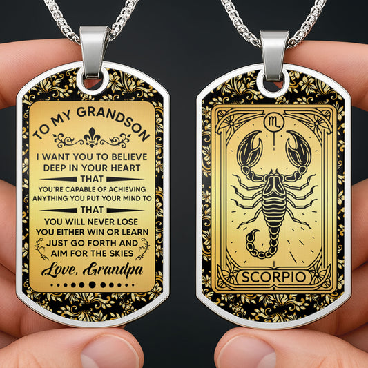 To My Grandson, Believe In Yourself, Floral Necklace