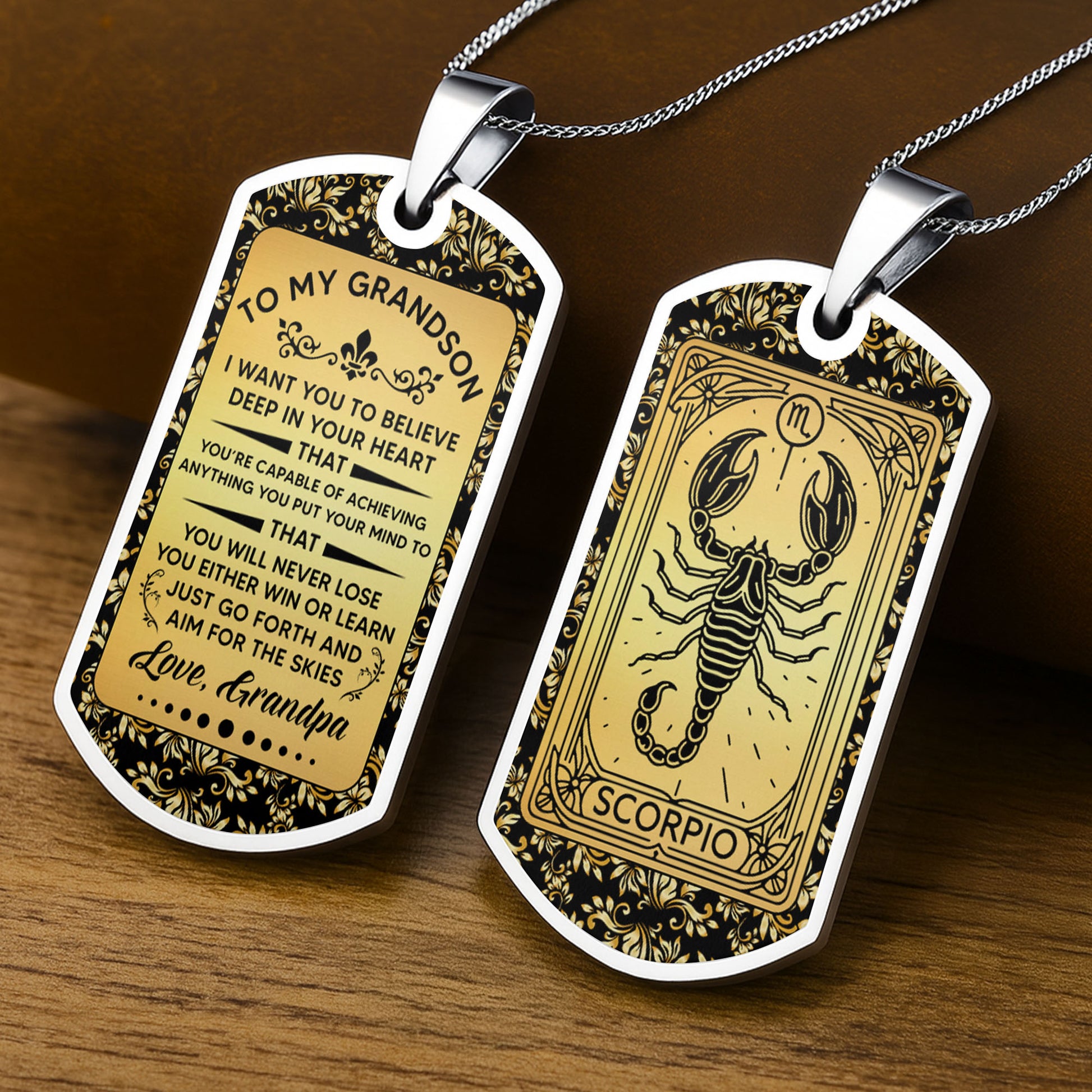 To My Grandson, Believe In Yourself, Floral Necklace