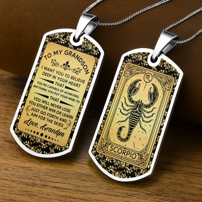 To My Grandson, Believe In Yourself, Floral Necklace